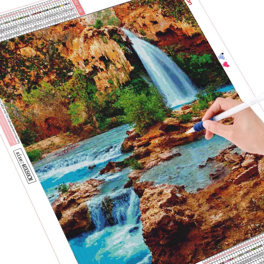 Полный квадратный/круглый алмазная живопись Пейзаж 5D DIY Алмазная вышивка Распродажа Водопад Стразы Мозаика Настенное искусство