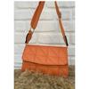 Orange Column Strap Quilted Women's Shoulder Bag