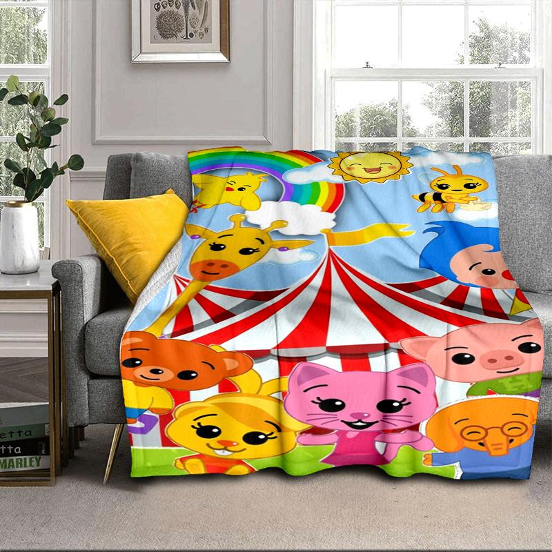 Happy Plim Friends Blanket Flannel Blanket for bed, sofa, Camping, Hiking, Picnic Essentials, gift for family Fan gifts