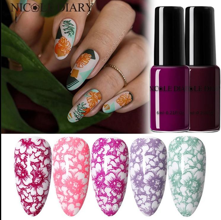 6 мл Гель-лак для ногтей Штамповочная краска Гибридный лак УФ-лаки для ногтей Маникюрная пластина для штамповки ногтей