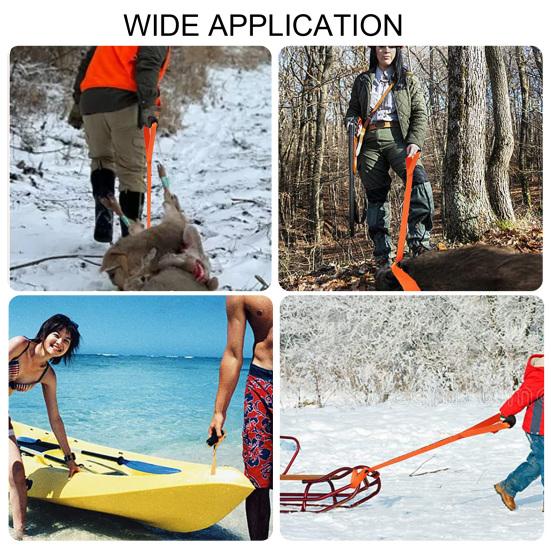 1 пара ремешков для оленей, несущая нагрузка 1700 фунтов, тянущая веревка для оленей, тянущая веревка для охотника, тянущая веревка для оленей с нескользящей ручкой