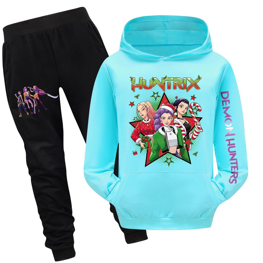 Детский худи и брюки, двухпредметный спортивный костюм, комплект свитшота с длинным рукавом и принтом