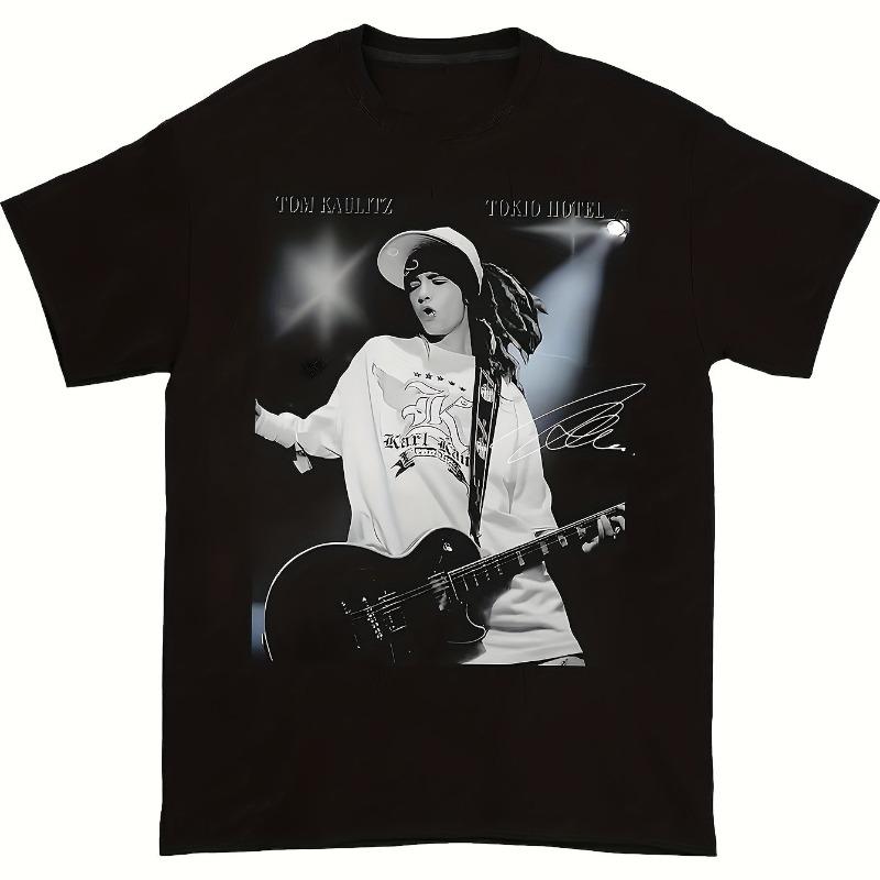 Women'S Retro Rock Band Graphic T-Shirt - Tom Kaulitz & Tokio Hotel Performance Print