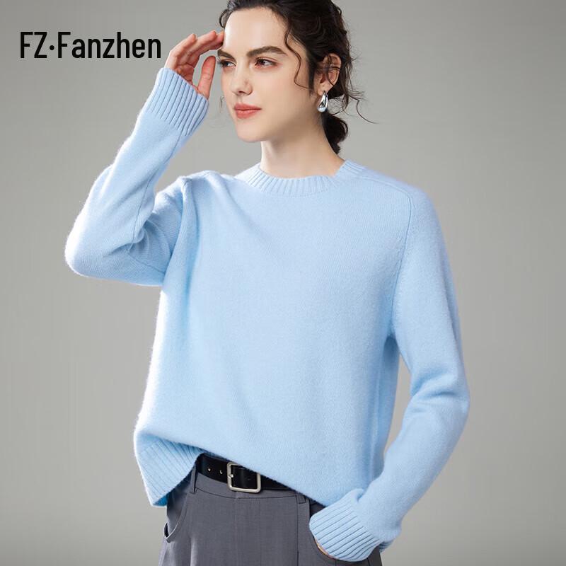 Женский утепленный свитер Fanzhen с круглым вырезом, свободного кроя, из смесовой кашемировой пряжи