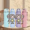 1PC Soft Old Man Cartoon Figure 750ml Color Plastic Sports Water Bottle Leakproof Flip Straw Lid Suitable for Sports Office Home Use