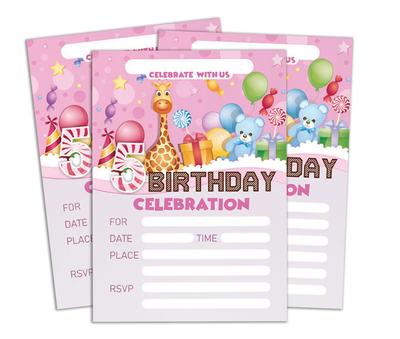 Darling Souvenir Pink Birthday Invitation Card 28 шт. Заполните или напишите пустые приглашения для печати Принадлежности для вечеринок 5x7