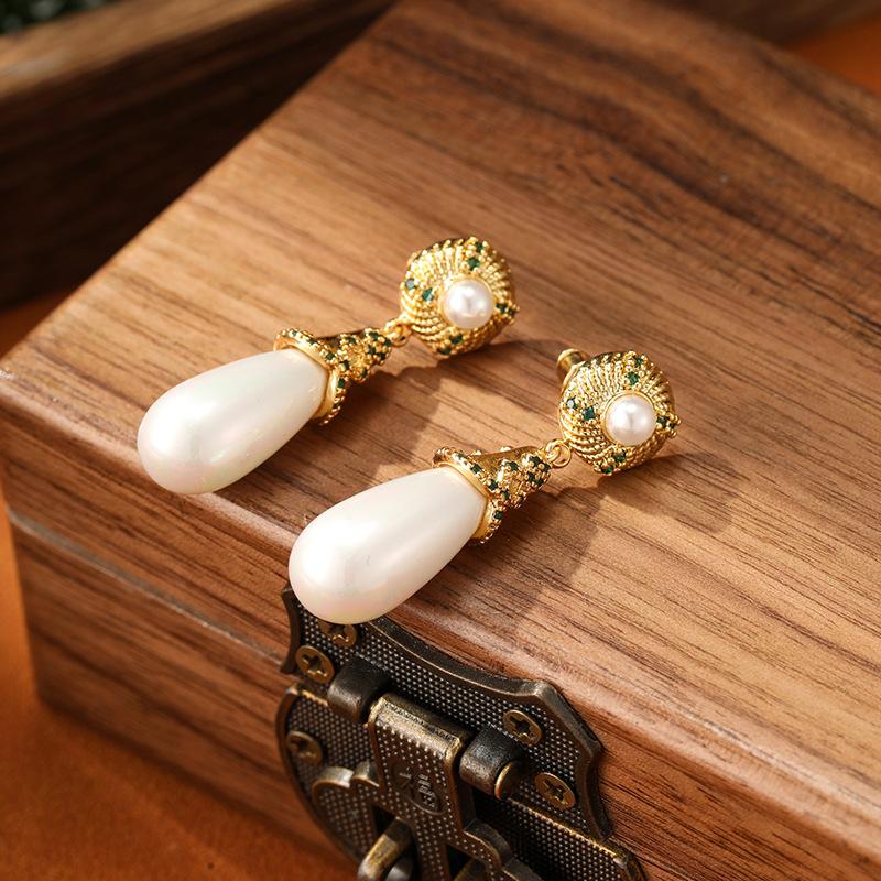Ювелирные изделия Новые винтажные серьги Жемчужные Французские Геометрические Изысканные Дворцовый стиль Серьги с кисточками Женские Легкие Роскошные Ювелирные изделия