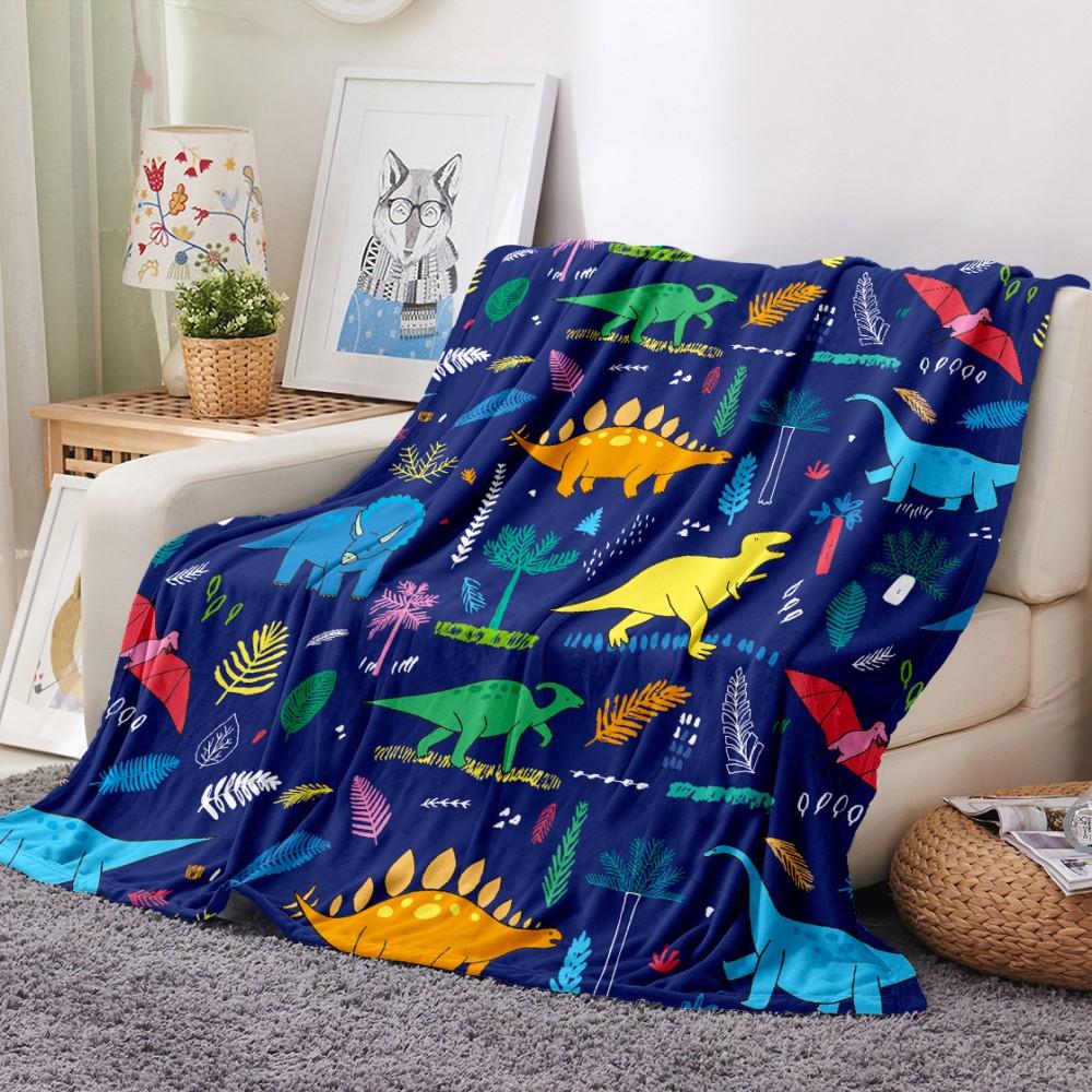 Cartoon Dinosaur Throw Blanket Soft Flannel Blanket for Chair Travelling Camping Kids Adults Bed Couch Cover Winter Nap Blanket