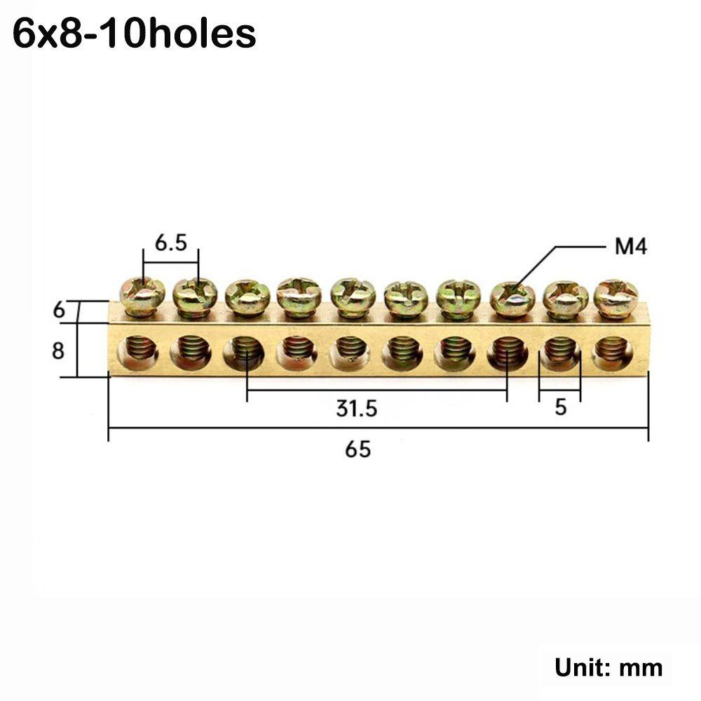 Copper Wire Connector With Hole Screw Terminal Block Brass Connection Row  Electrical