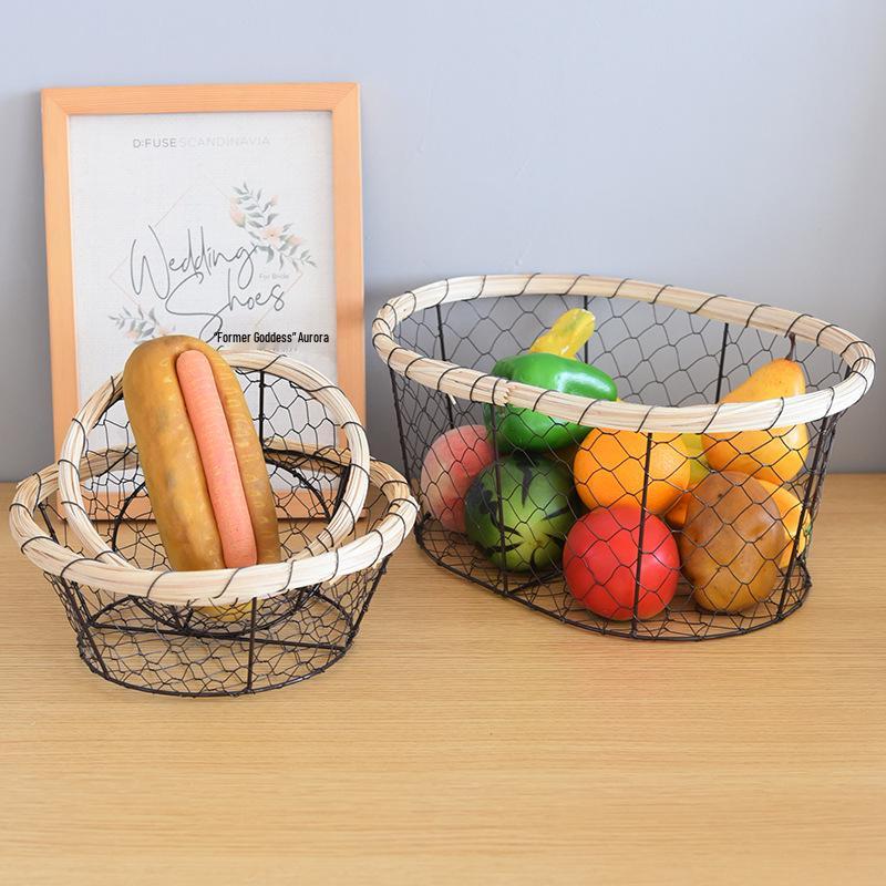 Wrought Iron Storage Basket for Bread, Pastries, Snacks, Fruits, Vegetables, and Eggs.