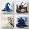 Магические принты для домашнего декора: Сова, Ведьминская шляпа и Узор дома с привидениями Наволочка подходит для дивана, спальни, автомобиля