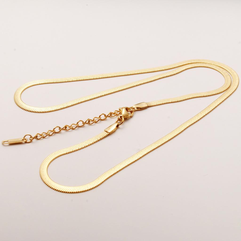 Titanium Steel Basic Necklace Gold Chain Flat Snake Chain Sweet Often Accessories Women'S Collarbone Chain Neck Chain