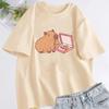 Funny Capybara Eating Pizza Womens T Shirt Graphic 3D Print Cute T-shirt Womens T-shirt Clothes Streetwear