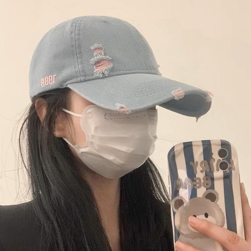 Ретро однотонная джинсовая бейсболка детская большой обхват головы делающая лицо маленьким хип-хоп дырка защита от солнца кепка мужская