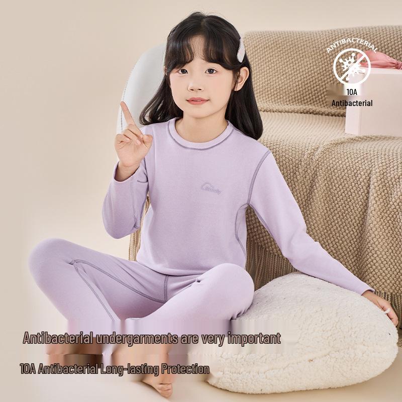 Детский дышащий антибактериальный кашемировый комплект нижнего белья на осень