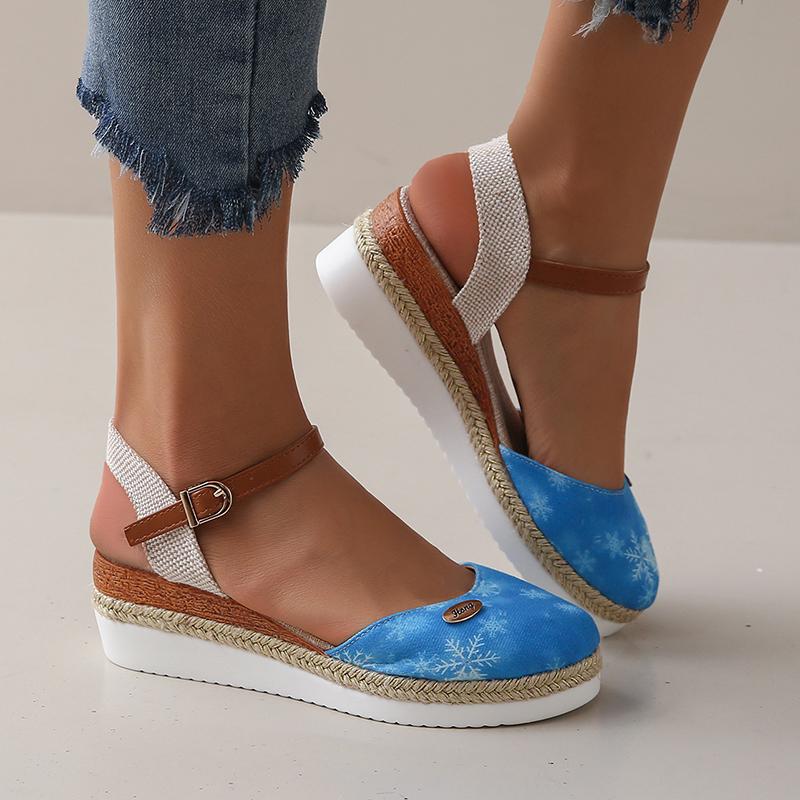 Lucyever Wedge Closed Toe Sandals Women Summer Plus Size Ankle Buckle Espadrille Shoes Woman Casual Thick Sole Platform Sandles