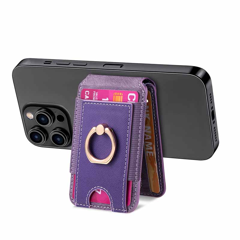 Ring Grip Strong Magnet PU Leather RFID Blocking Magnetic Card Holder Wallet for Iphone 17 16 15 14 13 12 Series Phone Wallets
