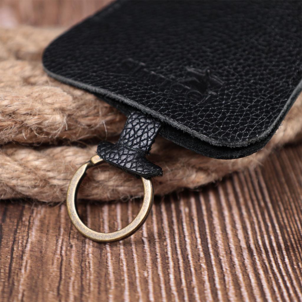 Spacious Key Holder SHVIGEL Key Wallet 15313 Made of Genuine Leather Black