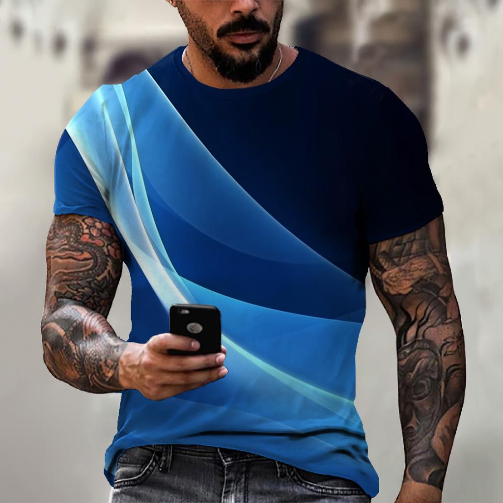 Men'S T-Shirt Short Sleeve Printed Summer Round Neck Top Trend Casual Sweatshirt