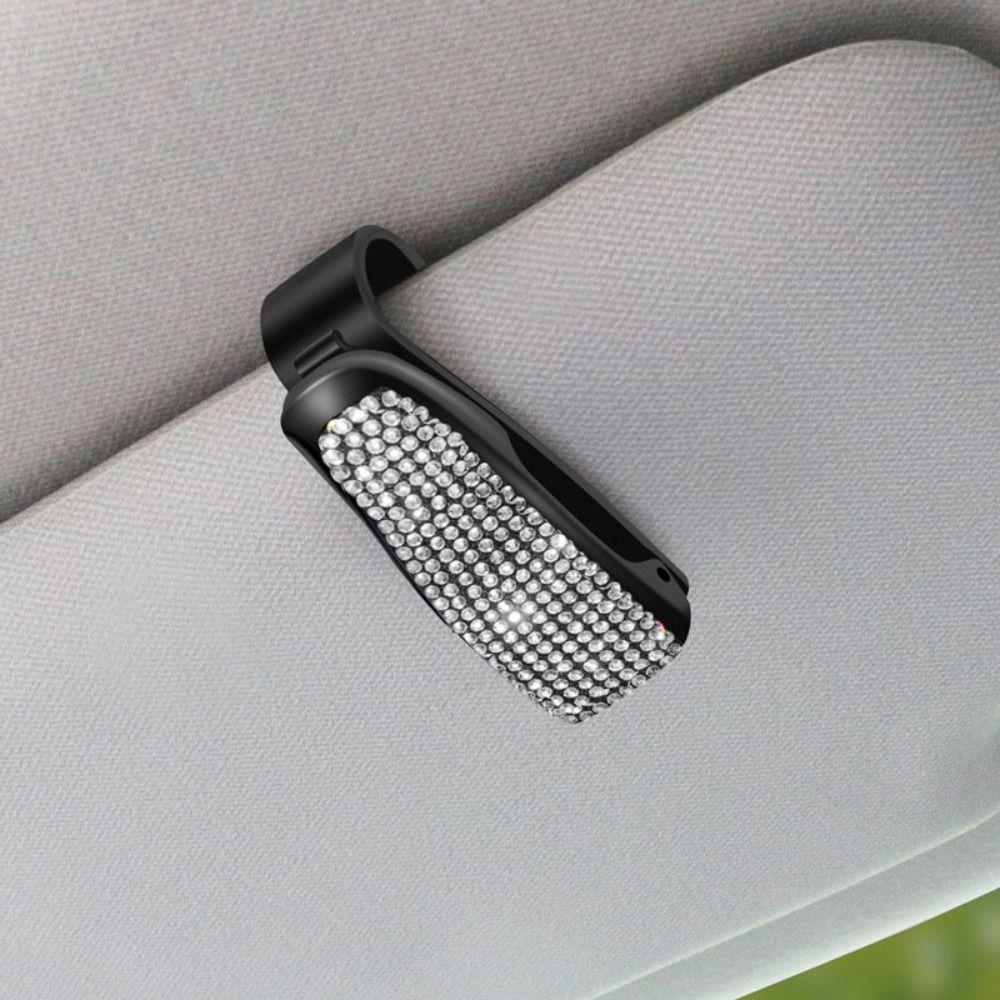 Crystal Sunglasses Clip Portable Sun Visor Mount Car Decoration Car Sunshade Glasses Case Women