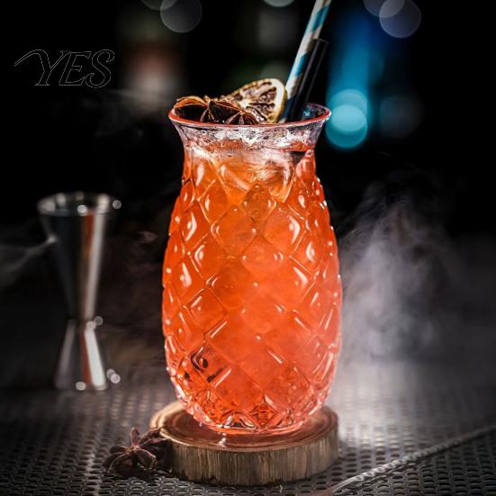 Durable Cocktail Glass Pineapple Shape Glass, 480ml Embossed Tumbler for Juice Hot Restaurant Specialty Beverages, Creative Bar Glassware Whiskey,