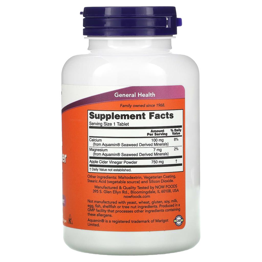 Apple Cider Vinegar, Extra Strength, 750Mg, 180 Tablets