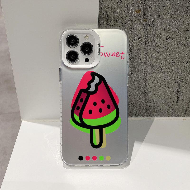 Мультяшная арбузная мороженое серебристого цвета чехол для телефона для IPhone 16 для Apple 15 Promax, Нишевый высококлассный вид