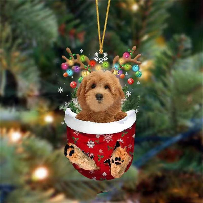 Acrylic Dog Christmas Tree Pendant Good-Looking Handmade Dog Christmas Ornament Hanging Cartoon Christmas Decoration Office