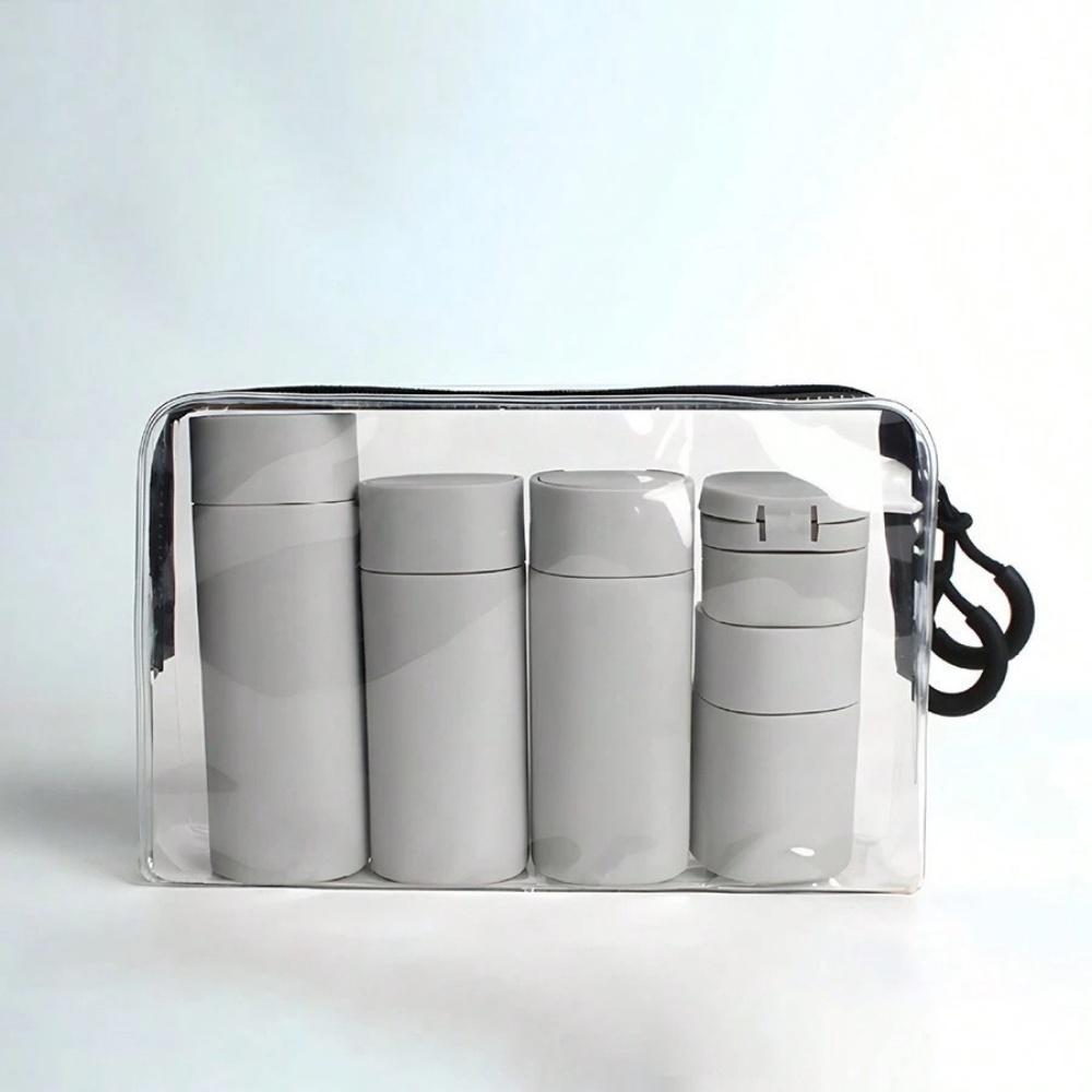 Набор из 5 флаконов-дозаторов для крема для путешествий, дорожные флаконы, набор контейнеров для туалетных принадлежностей, одобрено TSA, предметы первой необходимости для путешествий