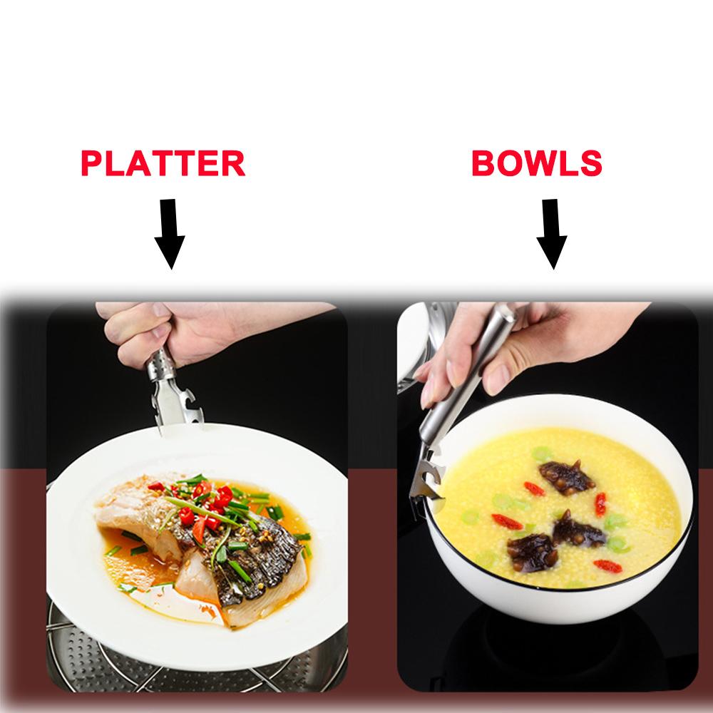 1 шт., чаша из нержавеющей стали, зажим для посуды, анти-горячая, анти-ошпаренная кухонная ручка, зажим