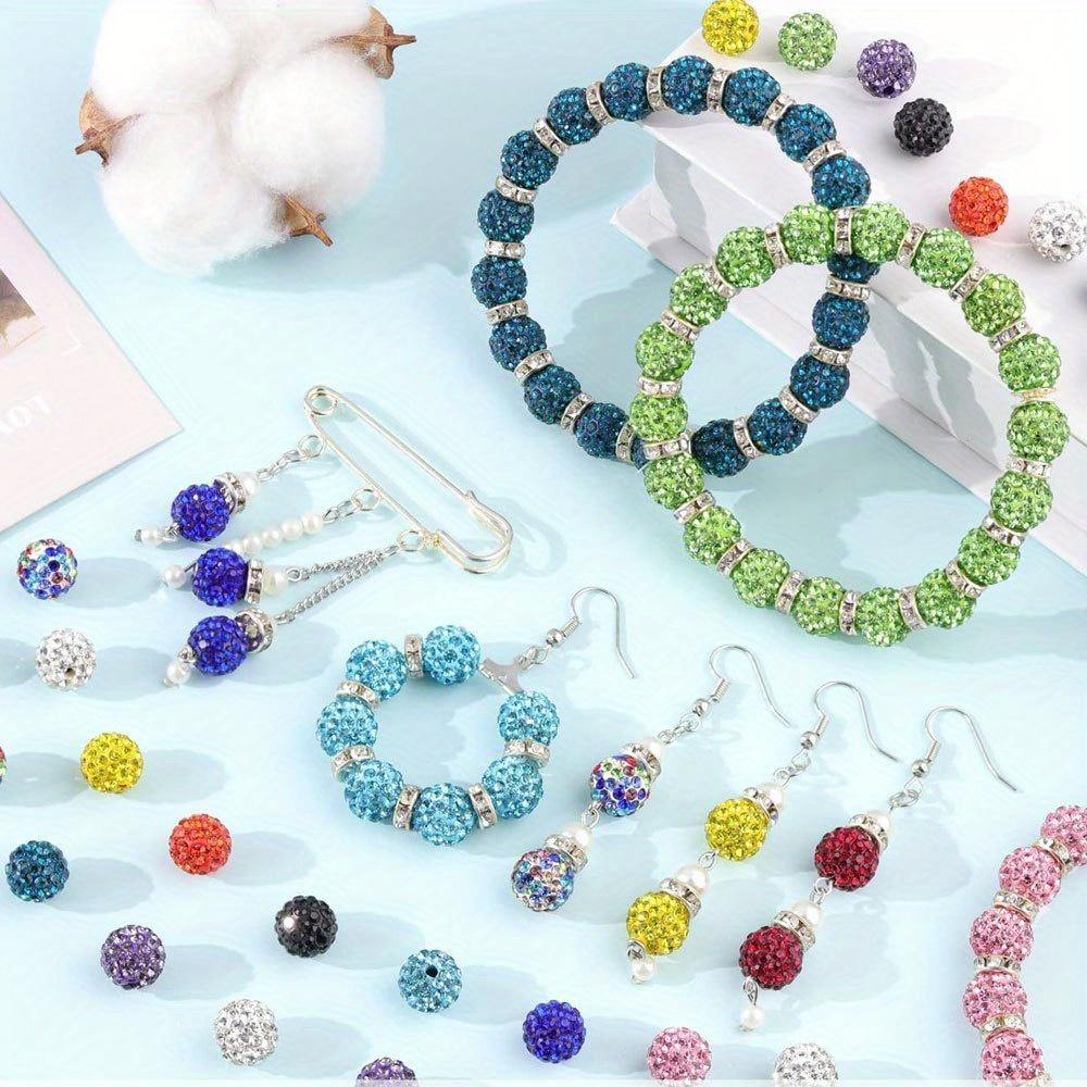 10/20/40 Pieces of 15 Color Mixed Beads, Used for Jewelry Making, Bracelet Necklace Making and DIY Decoration, Shiny Round Disco Ball Beads