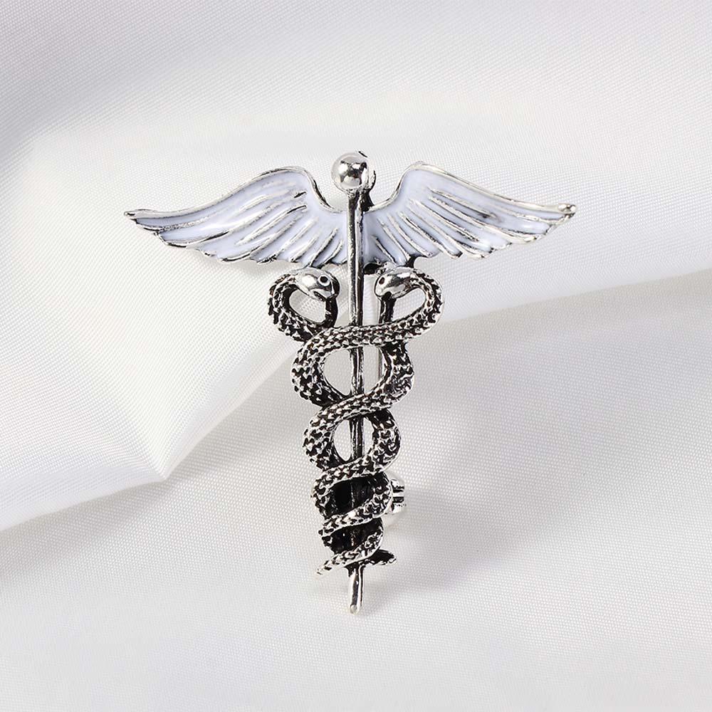 Retro Luxury Rod Badge Angel Wings Caduceus Collar Clothing Jewelry Brooch Pins Corsage Accessories