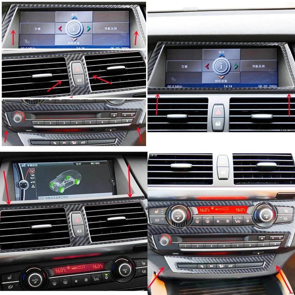 Carbon Fiber Style Center Console Trim Sticker for BMW X5 X6 E70 E71 Interior Panel