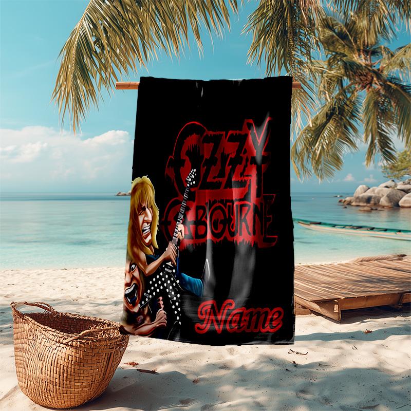 Personalized customized proof beach towel with rock Ozzy Osbourne pattern - soft, absorbent,quick-drying,perfect swimming,camping&bathing