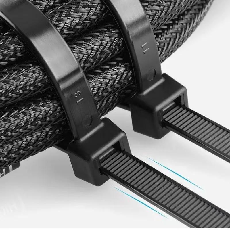 100PCS/Bag Plastic Cable Ties Nylon Self Locking Multicolor Nylon Cable Tie Home Office Detachable Cable Zip Ties 4×200mm