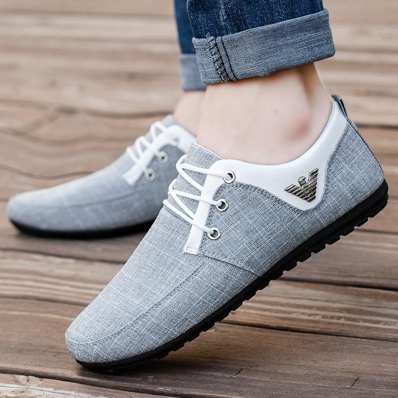 Мужская повседневная обувь, легкие мужские парусиновые туфли, металлические мужские туфли для вождения, однотонные мужские кроссовки на шнуровке, Zapatillas Hombre 2024