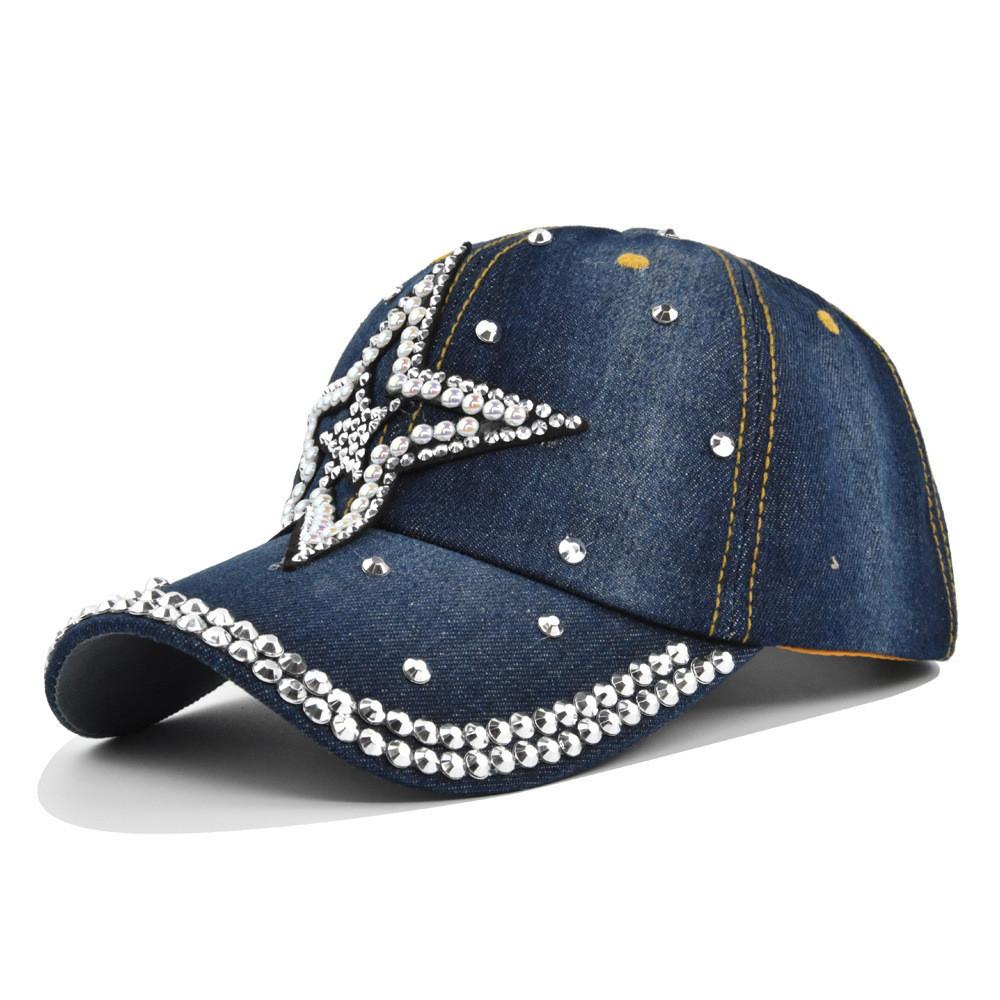Casual Cowboy Velvet Baseball Cap With Heart-shaped Five-pointed Star Embroidery And Adjustable Fit