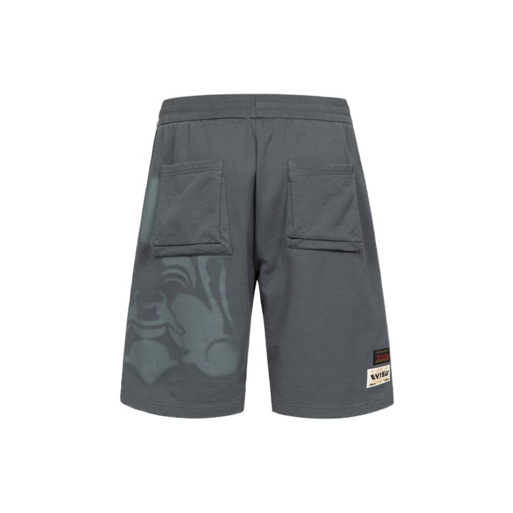 Evisu Вышивка Маленькая Чайка и Шаблон Печать Головы Будды Шнуровка Прямые Повседневные Шорты Мужские шорты Темно-серый 2ESHTM3ST580LFCT