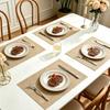 Jute woven western food placemat, household wear-resistant non-slip light luxury placemat, suitable for living room hotel restaurant wedding