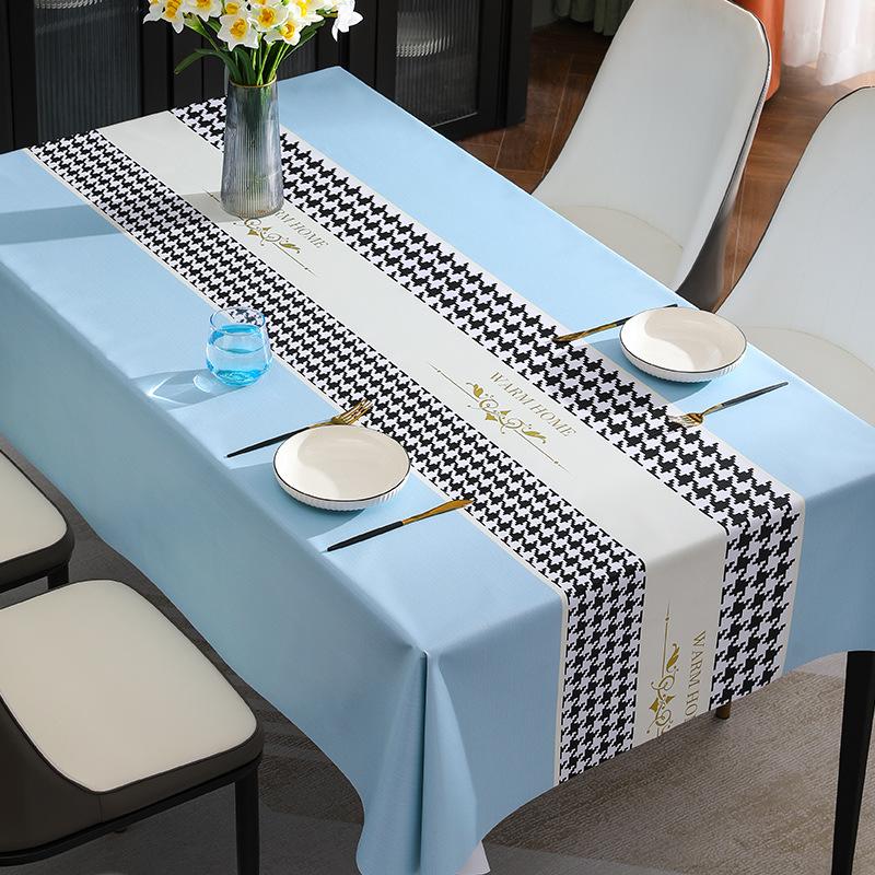 Nordic Style PVC Tablecloth, Waterproof, Oil Resistant, and Washable Rectangular Tablecloth, Household Tablecloth, Living Room Tea Tablecloth