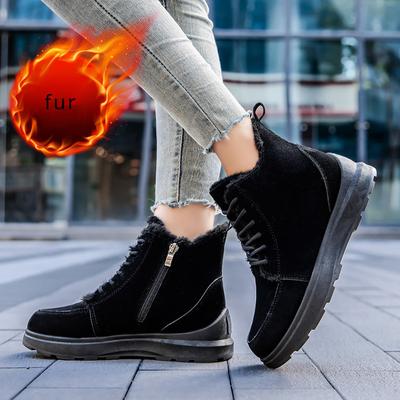 Женские зимние ботинки на мягкой платформе, толстые женские ботильоны, повседневные теплые женские зимние ботинки на шнуровке, большой размер 43, короткие уличные ботинки