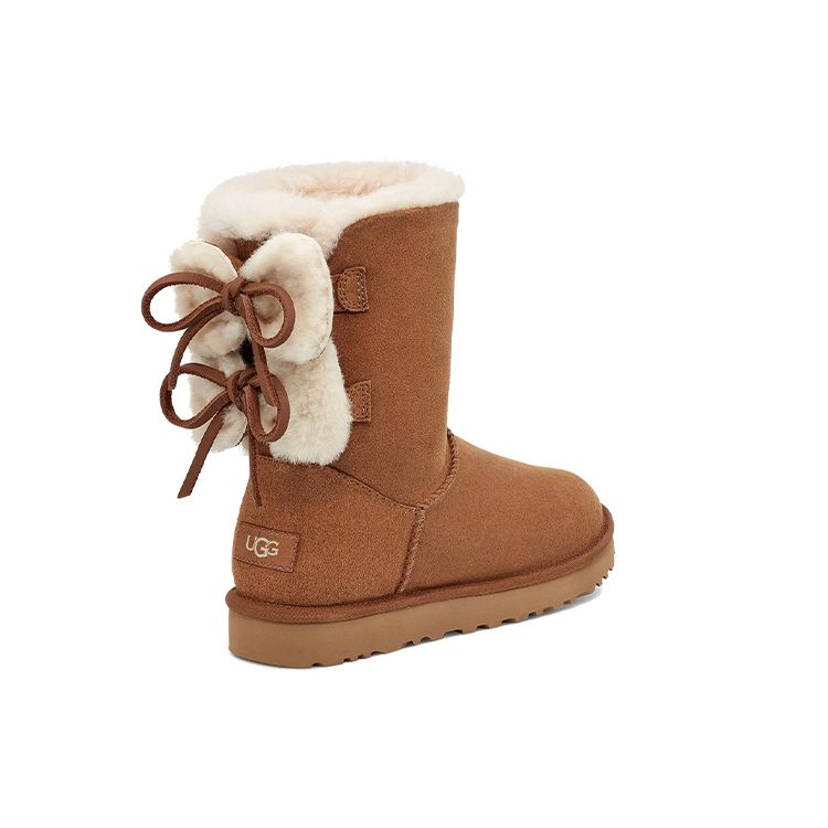 UGG Классические Короткие Теплые Прочные Двойной Бант Флисовые Снежные Сапоги Женские Сапоги Каштановый 1127131-CHE
