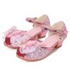 Girl's High Heel Shoes Summer Sequins Sweet Children Princess Dress Sandals Fashion Elegant Bowtie Kids Sandal for Party Wedding