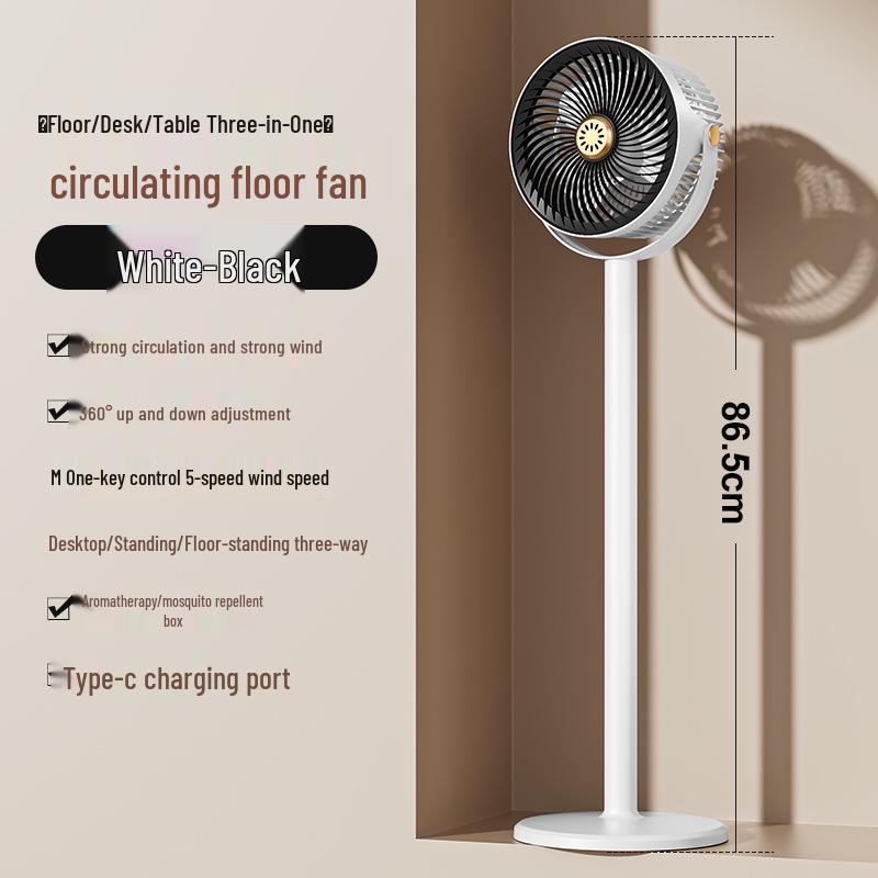 Rechargeable Vertical Floor and Desktop Circulation Fan for Home and Office