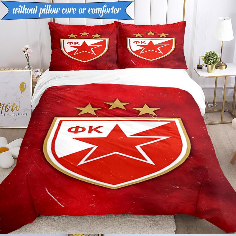 3PCS Crvena Zvezda Bedding Set 2D Printing (Includes 1 Duvet Cover + 2 Pillowcases Coreless), Bedroom decor,Fan gift