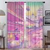 City Pop Curtains for Bedroom Halloween Decoration Kitchen Curtains 2 Pieces Window Curtain Partition Living Room Curtain Shades
