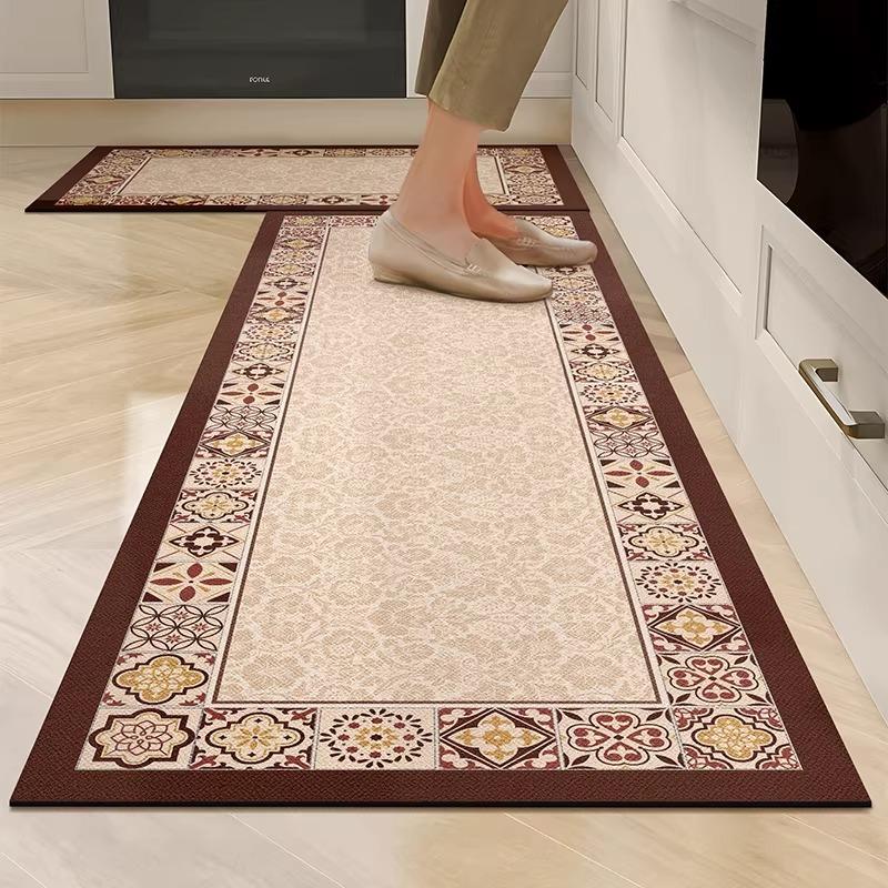Kitchen Rug Absorbent Non-Slip Floor Mat Luxury Botanical Floral Carpet Diatom Mud Long Size Rugs Home Decor Alfombra De Cocina