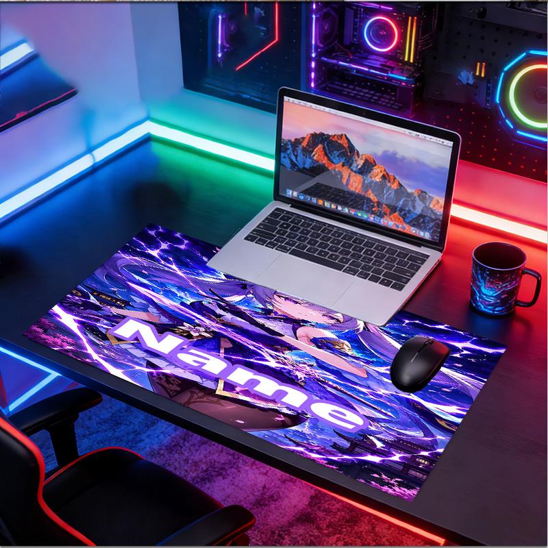 Custom Name Personalized Genshin Impact Pattern Mousepad, Laptop PC Desk Mat, Decorative Desk Mat for Home Keyboard Pad Gift
