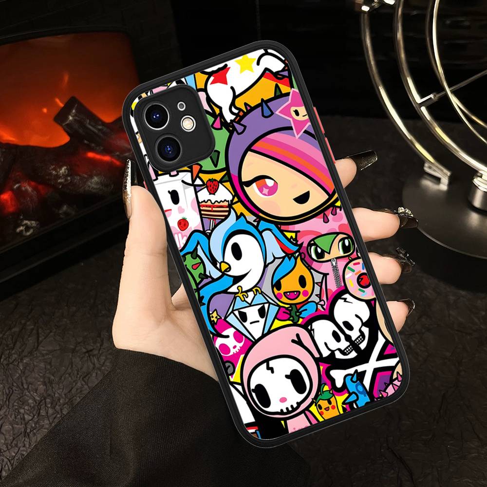 Чехол с персонажем T-tokidoki для iPhone 16 15 14 13 12 11 Pro Max X XS MAX Plus, полупрозрачный черный