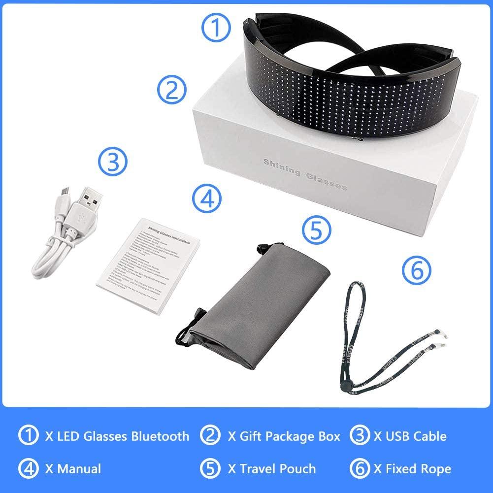 Customizable Full Color Shining Glasses, Programmable Bluetooth 4.0 RGB Fullcolor Glowing LED Glasses, USB Rechargeable Glasses